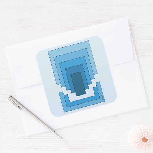 Rectangle Abstract in Blue Vierkante Sticker (Envelop)