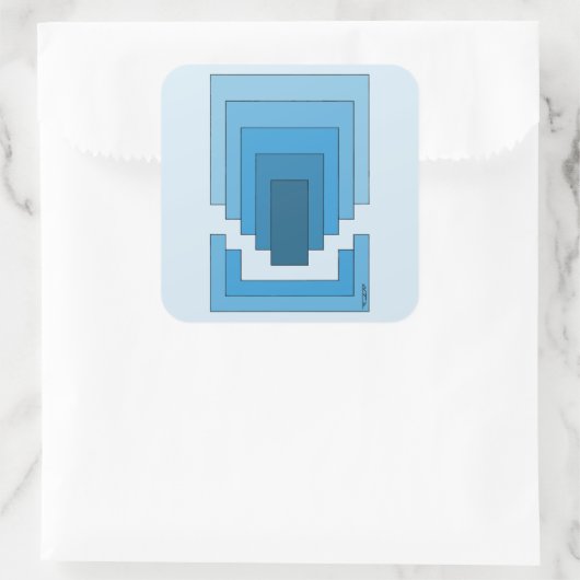 Rectangle Abstract in Blue Vierkante Sticker (Tas)