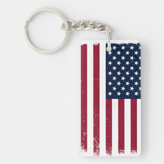 Rectangle Acryl Amerikaanse vlag thema Sleutelhang Sleutelhanger (Voorkant)