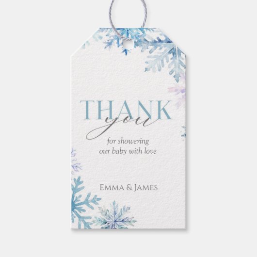 Rectangle Blue Snowflake Christmas Gift Label Cadeaulabel (Voorkant)