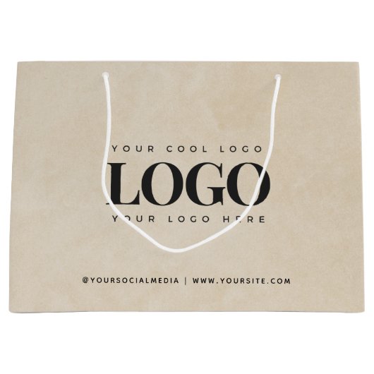 Rectangle Business Logo Beige Promotion Custom Groot Cadeauzakje (Voorkant)