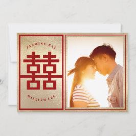 Rectangle Double Happiness Chinese Weddenfoto Save The Date
