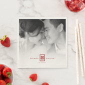 Rectangle Double Happiness Chinese Weddenfoto Servetten (Insitu)