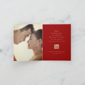 Rectangle Double Happiness Chinese Weddenschap 4 F Bedankkaart (Binnen)