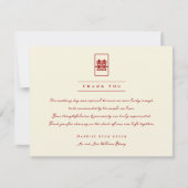 Rectangle Double Happiness Photo Chinese Weddensch Bedankkaart (Voorkant)