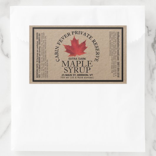 Rectangle Kraft Maple Syrup met voedingsfeiten Rechthoekige Sticker (Tas)