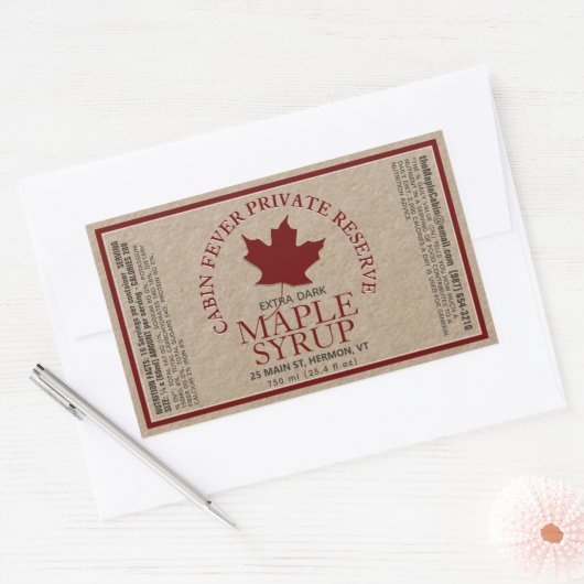 Rectangle Kraft Maple Syrup met voedingsfeiten Rechthoekige Sticker (Envelop)