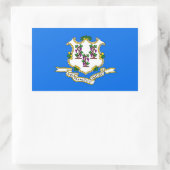 Rectangle sticker met Flag of Connecticut, U.S.A. (Tas)