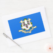 Rectangle sticker met Flag of Connecticut, U.S.A. (Envelop)