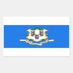 Rectangle sticker met Flag of Connecticut, U.S.A.