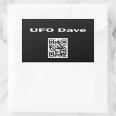 Rectangle Sticker met UFO Dave Logo en QR-code (Tas)