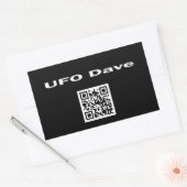 Rectangle Sticker met UFO Dave Logo en QR-code (Envelop)