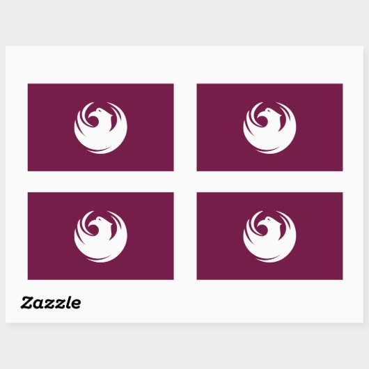 Rectangle sticker with Flag of Phoenix City, USA (Vel)