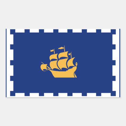 Rectangle sticker with Flag of Quebec City, Canada (Voorkant)