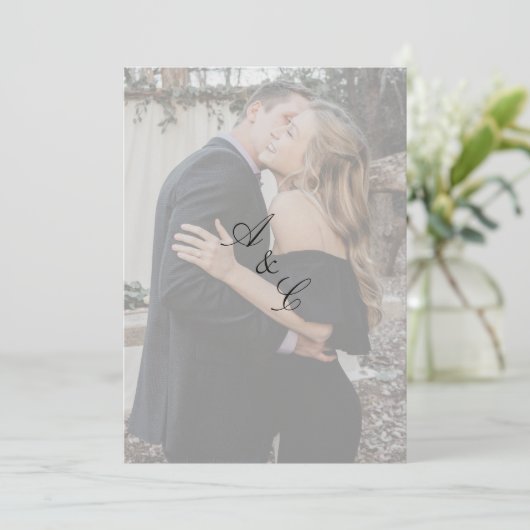 Rectangle Transparant Faux Vellum Elegant Photo Kaart (Staand voorkant)