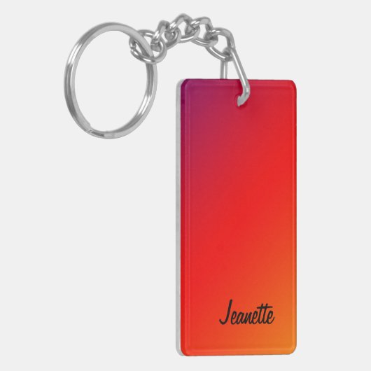 Rectangular Double Sided Red and Purple Rainbow Sleutelhanger (Voorkant Links)