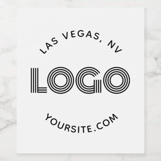 Rectangular Logo Curved Text Wijn Etiket (Enkel label)