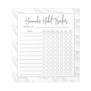 Rectangular Minimal Script Habit Tracker Blocnote