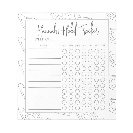 Rectangular Minimal Script Habit Tracker Blocnote (Voorkant)