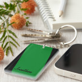 Rectangular Minimalist Simple Stripe of Green Name Sleutelhanger (Voorkant Rechts)