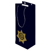 Rectificatiefunctionaris Badge, Gold-Blue-Wine Gif Wijn Cadeautas (Achterkant Gekanteld)