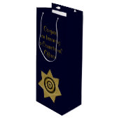 Rectificatiefunctionaris Badge, Gold-Blue-Wine Gif Wijn Cadeautas (Voorkant Gekanteld)