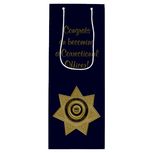 Rectificatiefunctionaris Badge, Gold-Blue-Wine Gif Wijn Cadeautas (Voorkant)