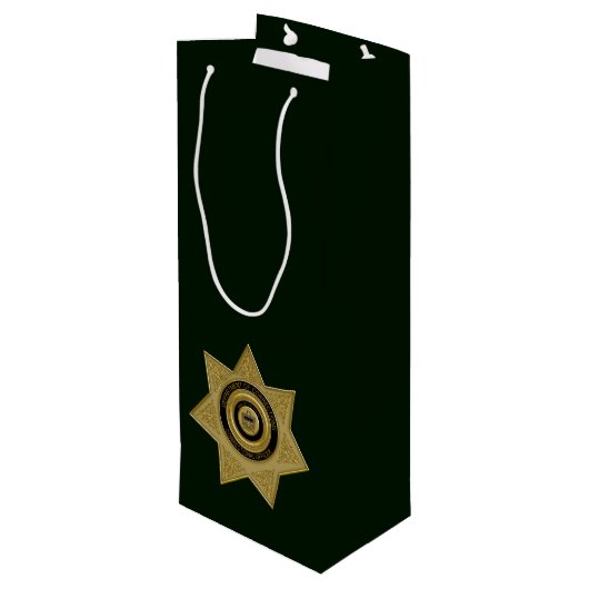 Rectificatiefunctionaris Badge, Gold-Gree-Wine Gif Wijn Cadeautas (Achterkant Gekanteld)