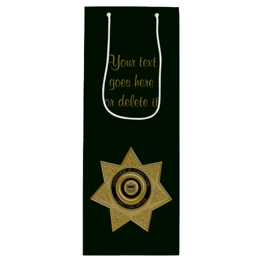 Rectificatiefunctionaris Badge, Gold-Gree-Wine Gif Wijn Cadeautas (Voorkant)