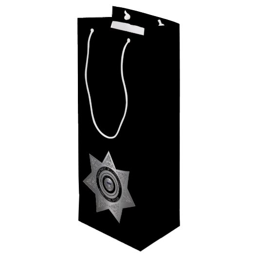 Rectificatiefunctionaris badge, Silve-Blk-Wine Gif Wijn Cadeautas (Achterkant Gekanteld)