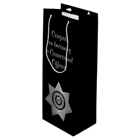Rectificatiefunctionaris badge, Silve-Blk-Wine Gif Wijn Cadeautas (Voorkant Gekanteld)
