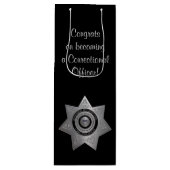 Rectificatiefunctionaris badge, Silve-Blk-Wine Gif Wijn Cadeautas (Voorkant)