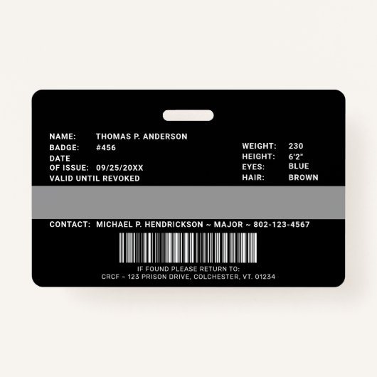 Rectificerende functionaris Foto Professional Jail Badge (Achterkant)