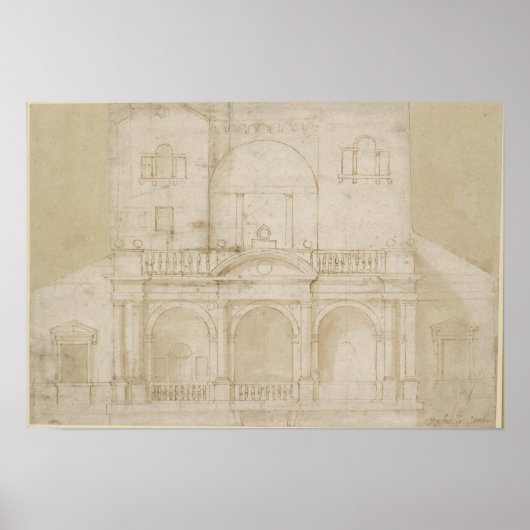 Recto: Architecturaal ontwerp (Villa Madama) Poster (Voorkant)