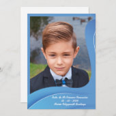 Recuerdo de Mi Primera Comunión en Olas Azules Feestdagenkaart (Voorkant / Achterkant)