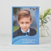 Recuerdo de Mi Primera Comunión en Olas Azules Feestdagenkaart (Staand voorkant)