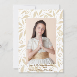 Recuerdo de Mi Primera Comunión Hojas Doradas Feestdagenkaart