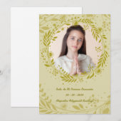 Recuerdo de Mi Primera Comunión Hojas Doradas Feestdagenkaart (Voorkant / Achterkant)