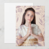 Recuerdo de Mi Primera Comunión Hojas Malvas Feestdagenkaart (Voorkant / Achterkant)