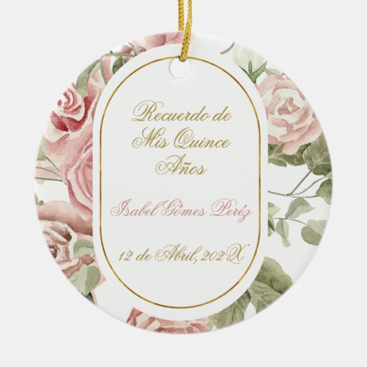 Recuerdo de quinceañera keramisch ornament (Voorkant)