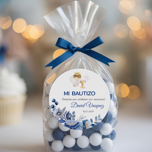 Recuerdos Bautizo Jongen Engel Doop Gunsten Gesche Ronde Sticker