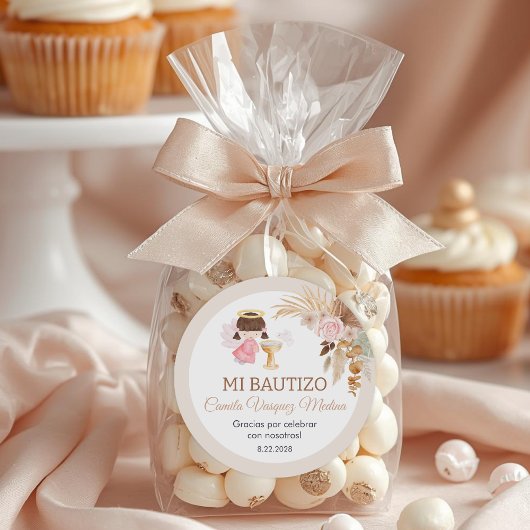 Recuerdos Bautizo Meisje Engel Doop Gunsten Gesche Ronde Sticker