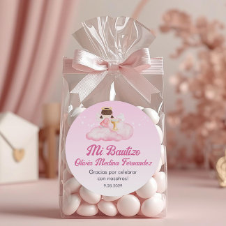 Recuerdos Bautizo Meisje Engel Doop Gunsten Gesche Ronde Sticker