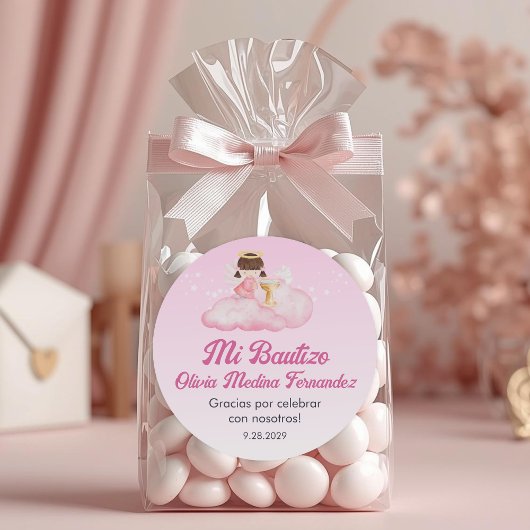 Recuerdos Bautizo Meisje Engel Doop Gunsten Gesche Ronde Sticker