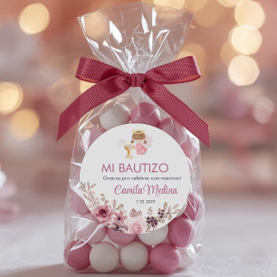 Recuerdos Bautizo Meisje Engel Doop Gunsten Gesche Ronde Sticker