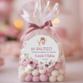 Recuerdos Bautizo Meisje Engel Doop Gunsten Gesche Ronde Sticker