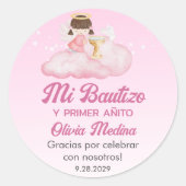 Recuerdos Bautizo Schattigee doop Eerste Jaar Favo Ronde Sticker (Voorkant)