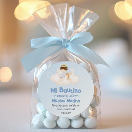 Recuerdos Bautizo Schattigee doop Eerste Jaar Favo Ronde Sticker