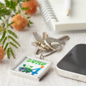 Recyclage 4 jaar oud vuilnis 4 jaar oud vrachtwage sleutelhanger (Zijkant)