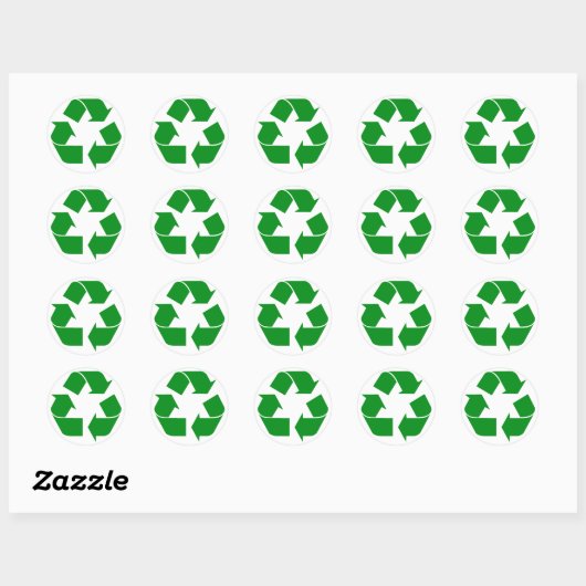 Recyclage-symbool - groen ronde sticker (Vel)